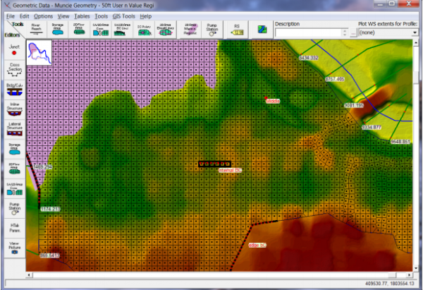  Example Internal BC Line for Attaching a Flow Hydrograph inside a 2D Area. hec ras