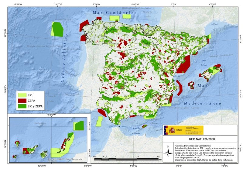 Mapa de la red Natura 2000 en España