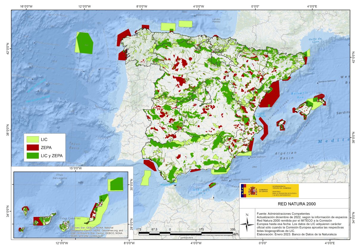 mapa zonas ZEPA, ZEC y LIC Red Natura 2000