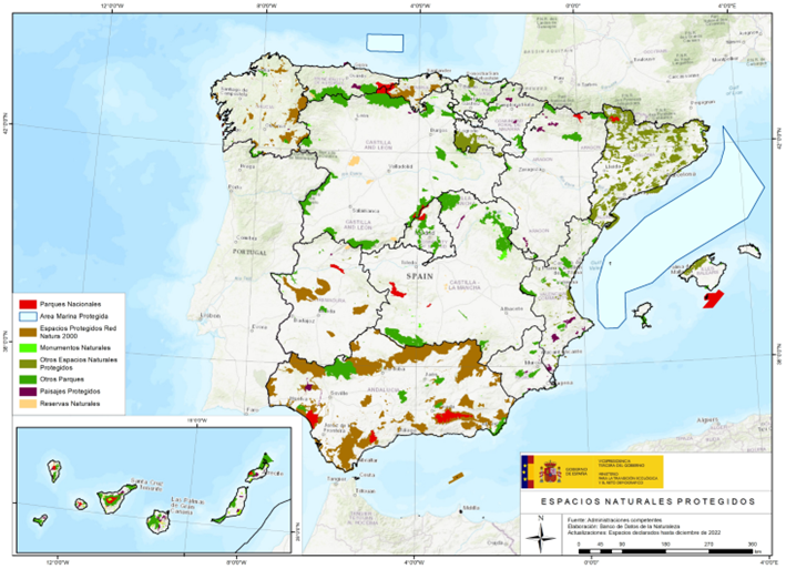 Mapa espacios naturales protegidos españa