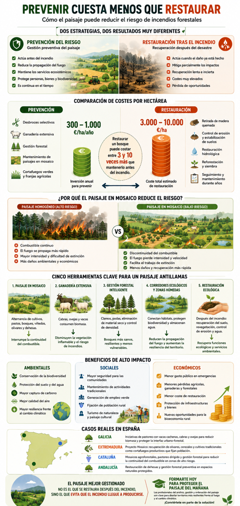 paisaje reducir el riesgo de incendios forestales